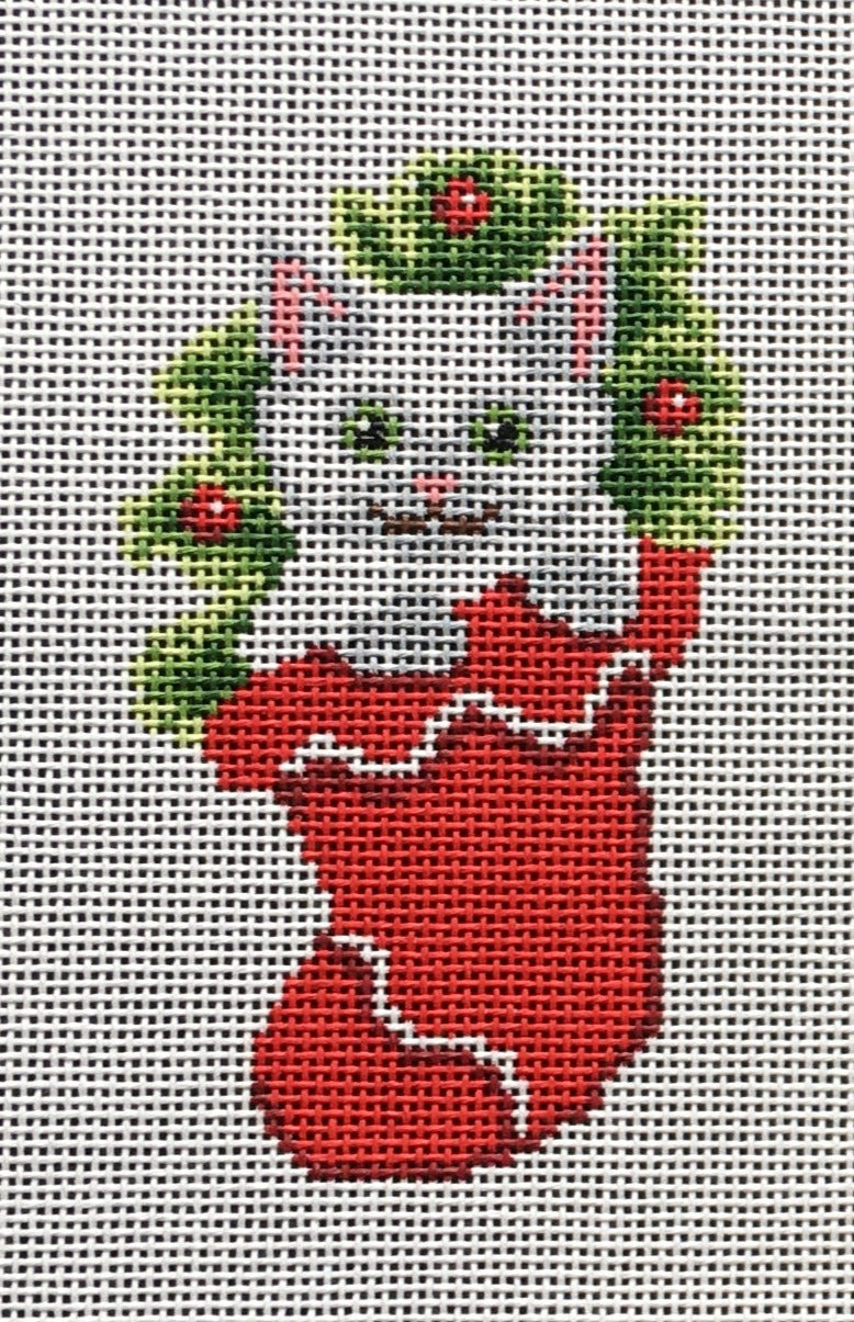 SBS-124 White Cat in Stocking