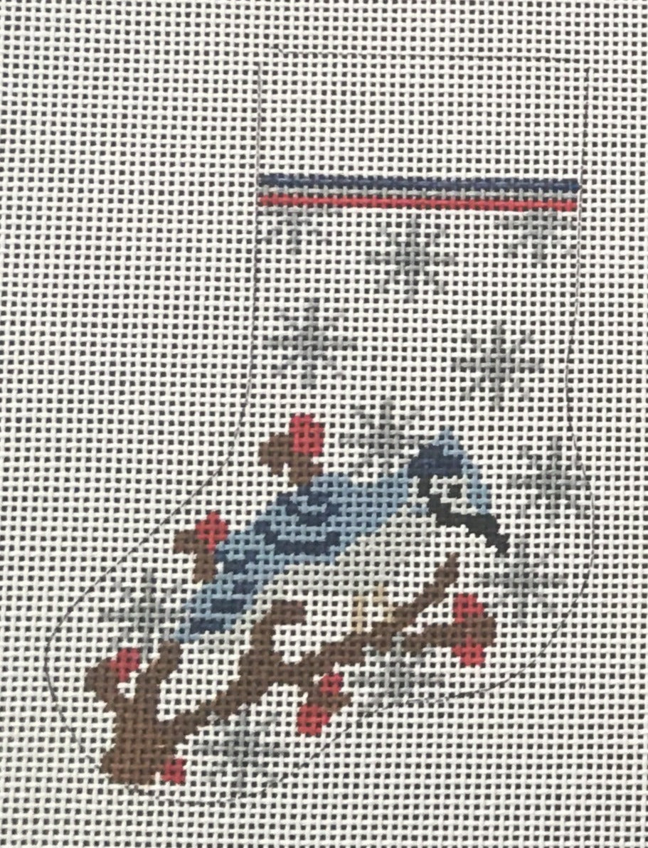 STK223 Blue Jay Tree Mini Stocking
