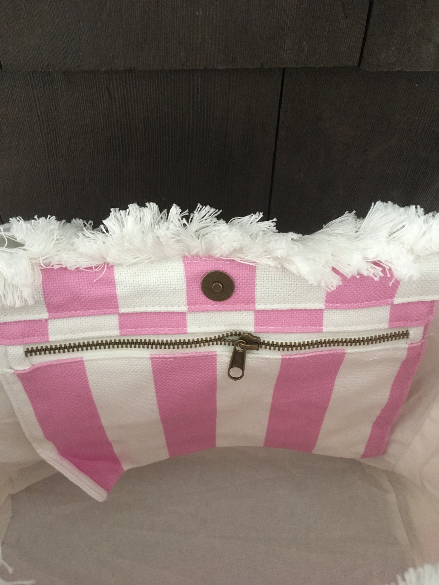 Cabana Stripe Tote in Pink