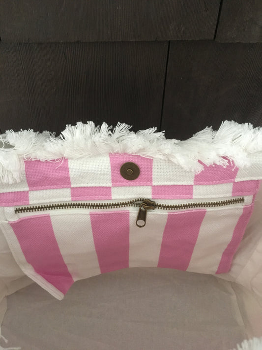 Cabana Stripe Tote in Pink