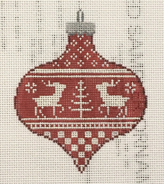 PP589AA Red Christmas Sampler Teardrop Ornament