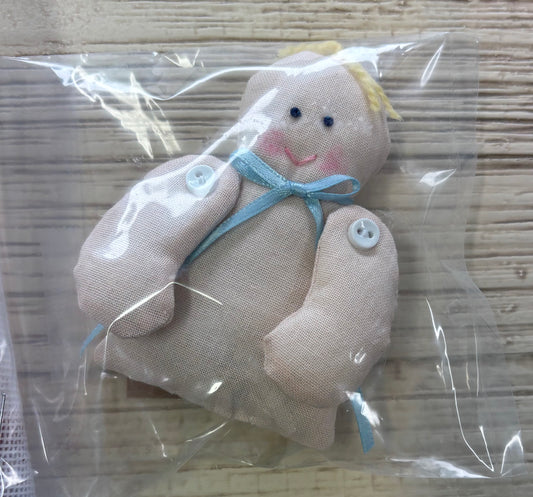 CM207 Gingham First Christmas Mini Stocking With Baby Boy Insert