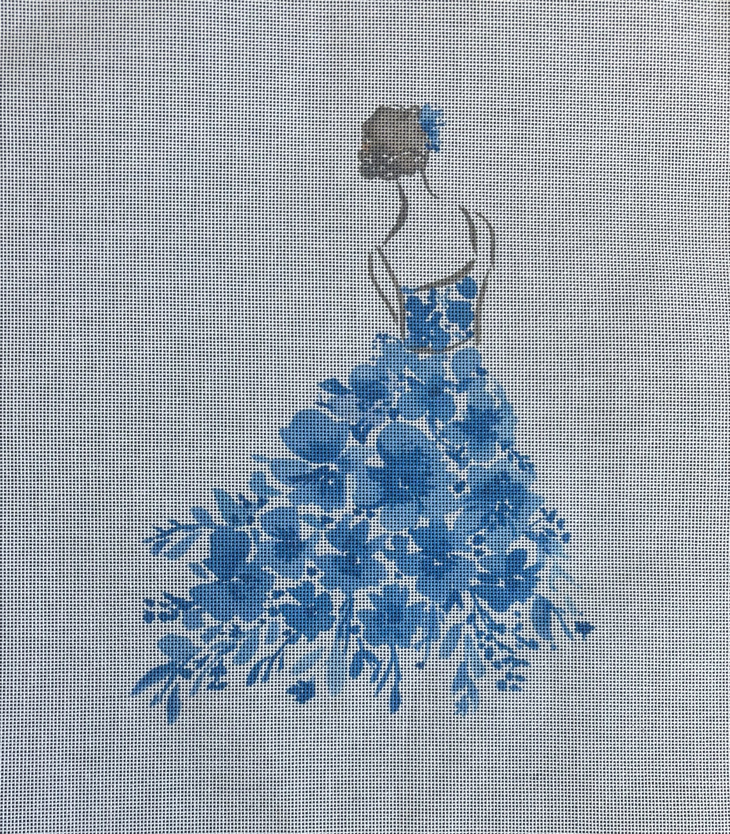 ECT876B Lady with Blue Flowers