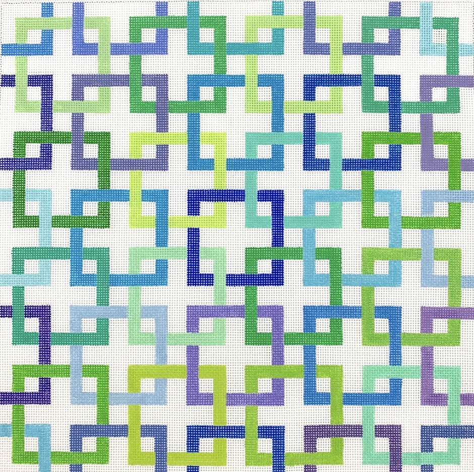 PL-444 Interlocking Squares - Blues and Greens