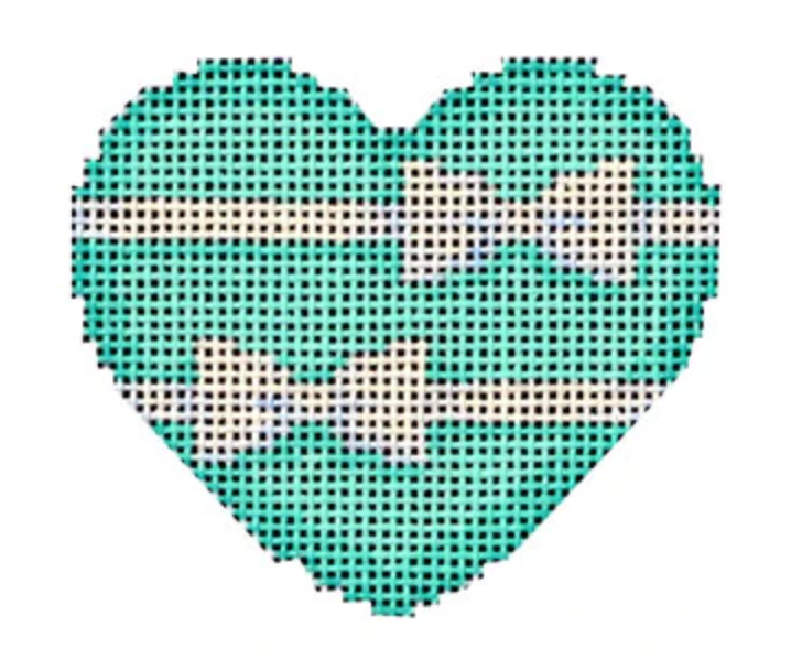 HE672 Blue with White Bows Heart