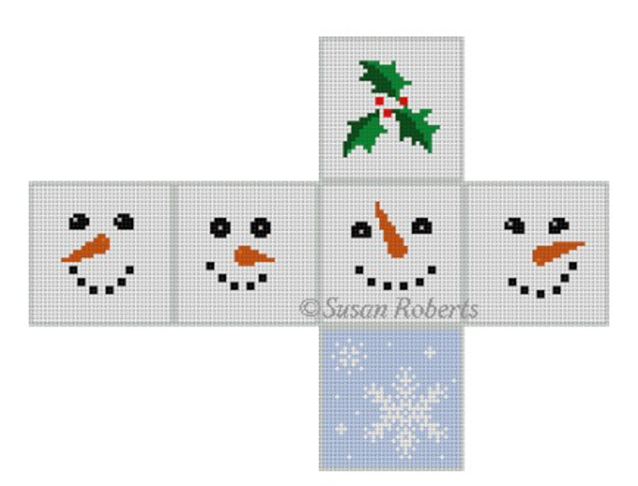 5357 Snowman Faces 3D Cube Ornament