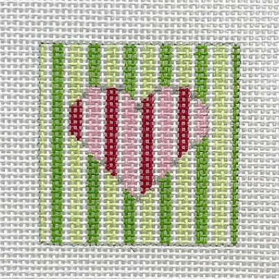 M-06 Raspberry Heart with Lime Stripes