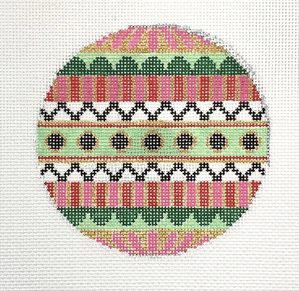 X-09 Black Circles on Green Stripe - 18 mesh