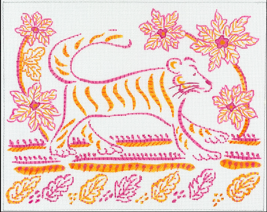 JW-PL-21 Tiger with Flowers and Leaves