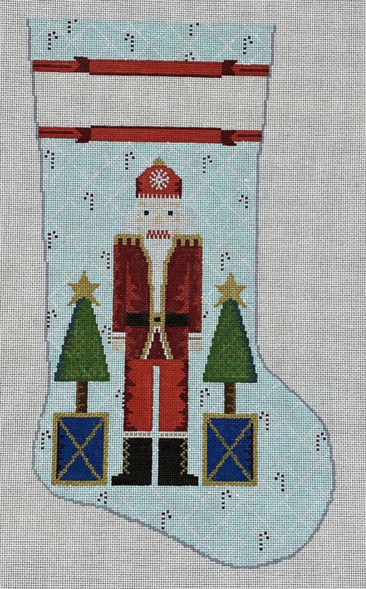 KCD7614 Santa Nutcracker on Blue Stocking