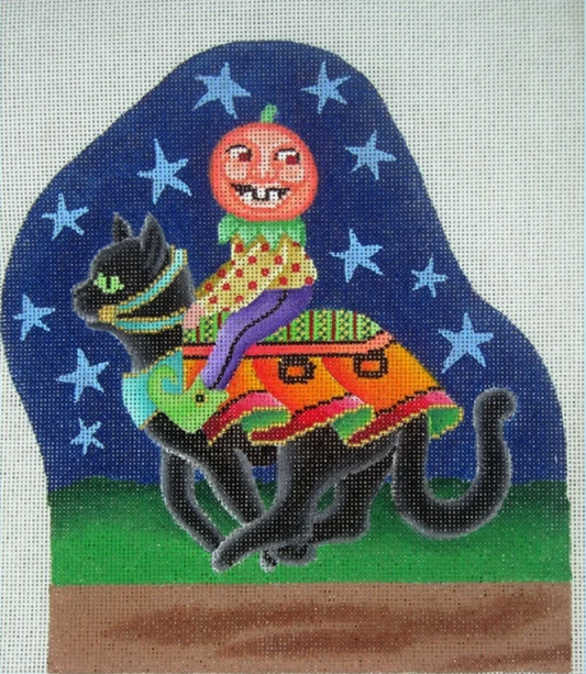 B-125 Witch on Pumpkin with Cat
