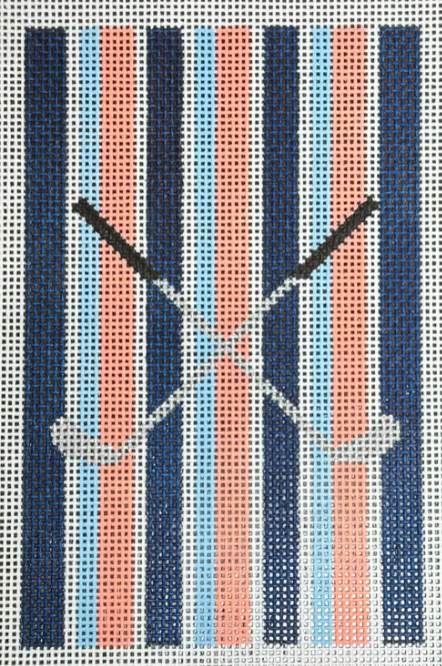 YDG10 Navy, Blue, and Coral Stripes with Golf Clubs