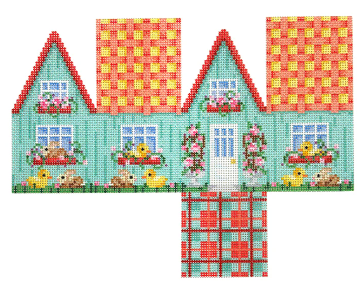 TS662 Chicks and Bunnies on Aqua Easter Cottage