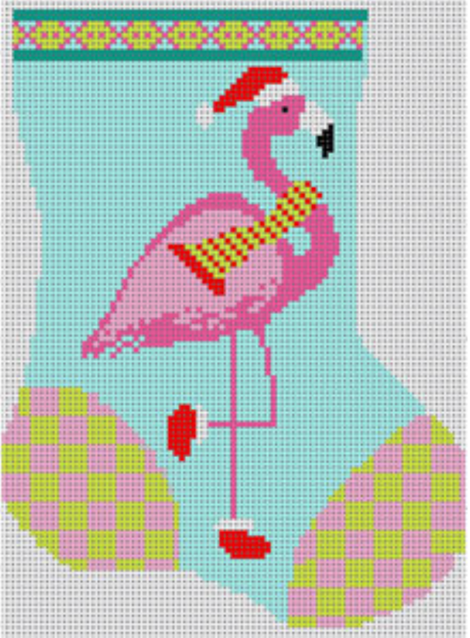 MX-199 Flamingo with Santa Hat Mini Stocking
