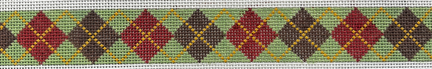 122g Argyle Belt - Sage/Red/Brown