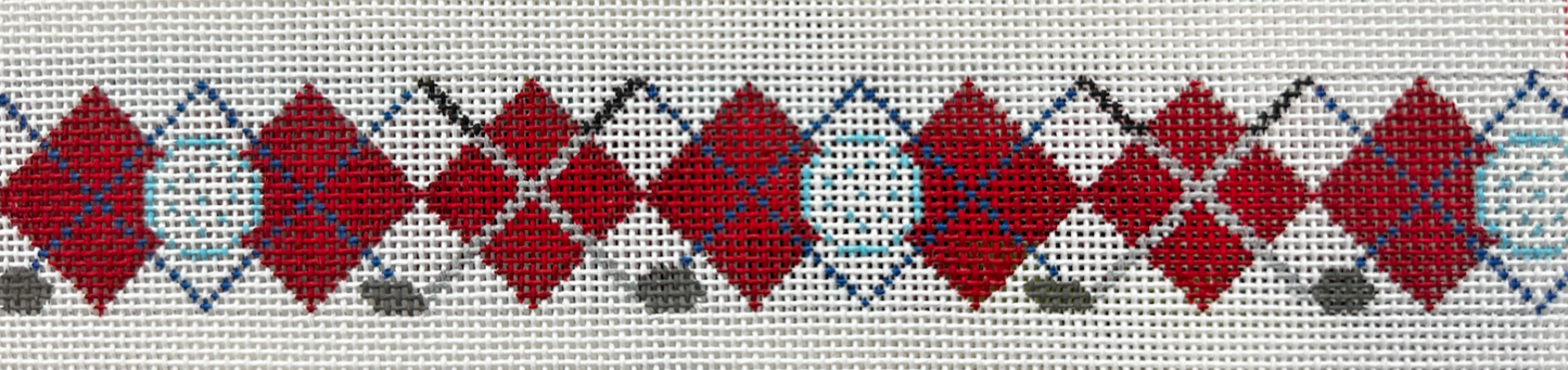236H Crossed Clubs on Red Argyle Belt