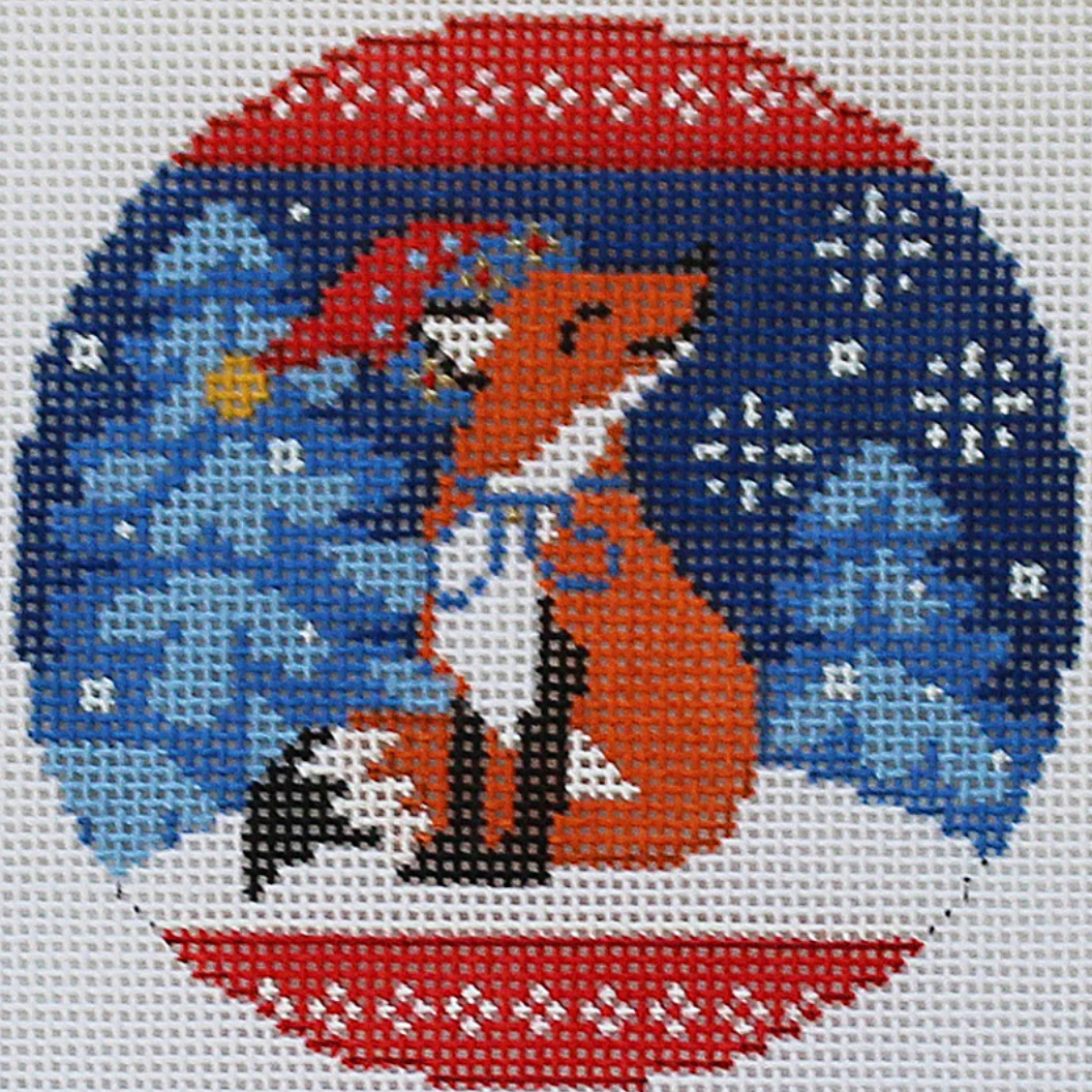 AC090 Woodland Fox on Blue Ornament