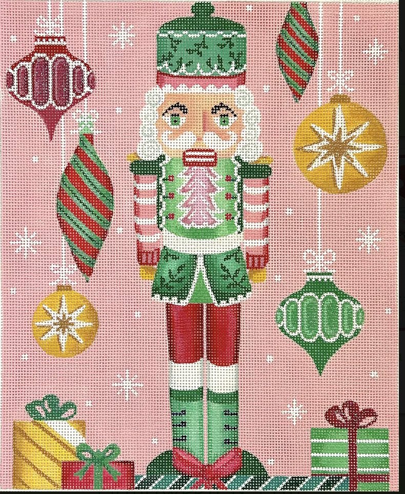 RH-PL-01 Pink and Green Nutcracker with Baubles