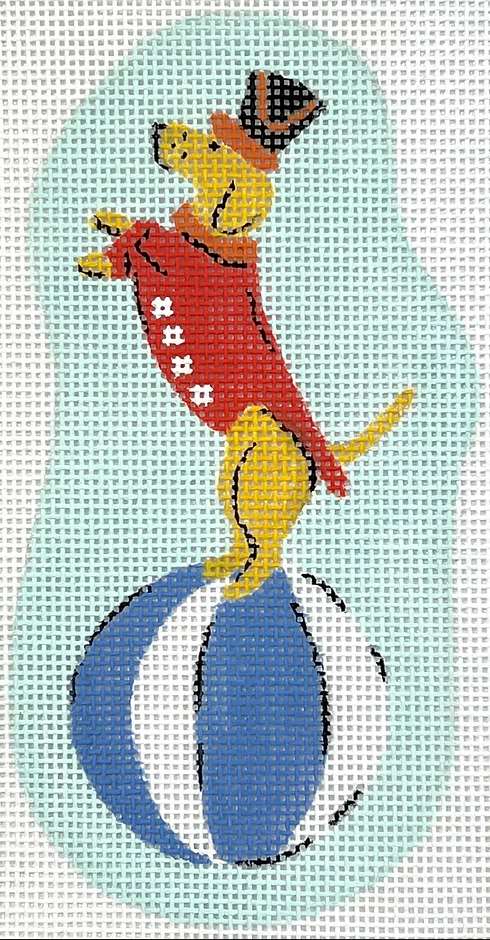 KRM-OM-02 Circus Terrier Standing on Beach Ball