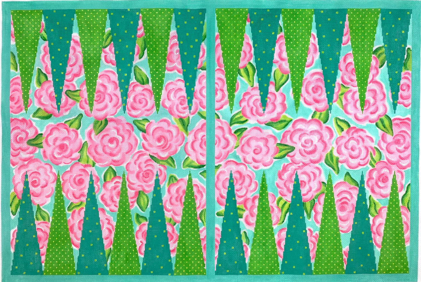 BGB-05 Lilly-Inspired Roses Backgammon Board