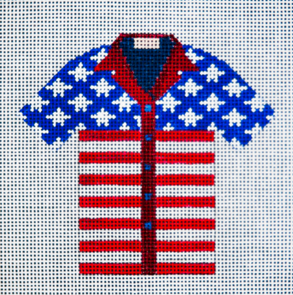 JP-L656 Hawaiian Shirt - Red, White and Blue