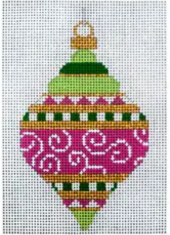 JP-X305-15 Pink and Green Swirls Ornament