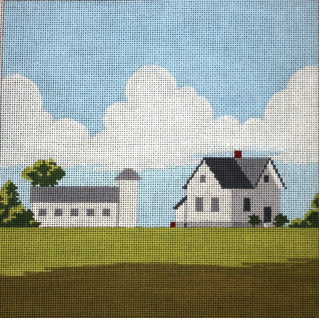 ASIT021-13 White House and Barn on 13 mesh