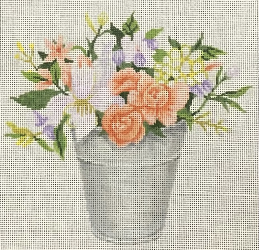 ASIT464 Peach Flowers in Pail