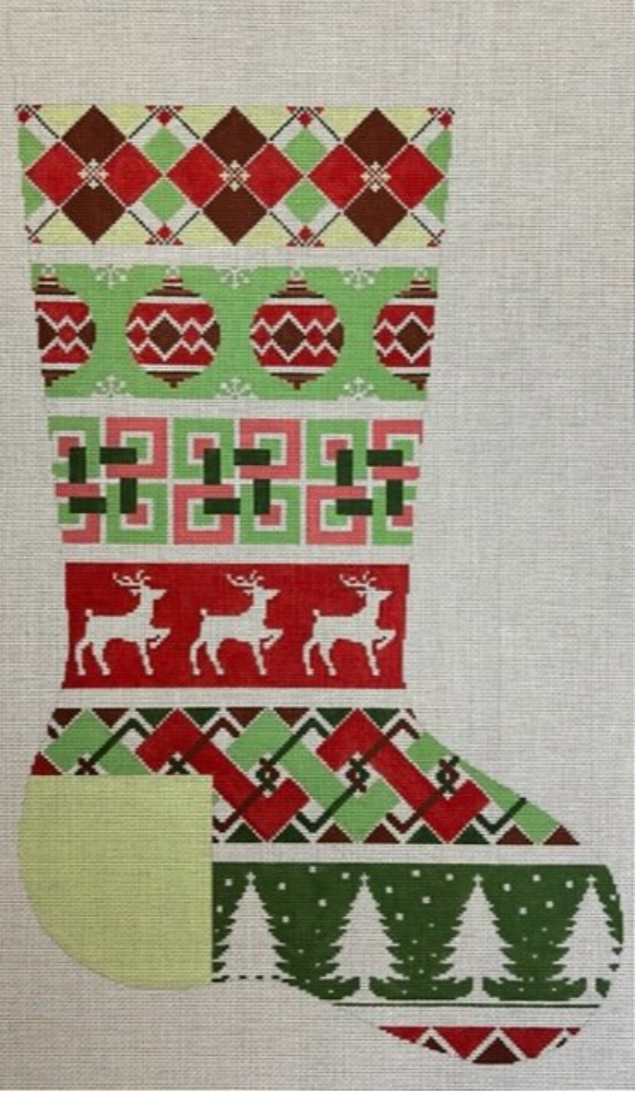 ASIT485 Green/Red Argyle Stocking