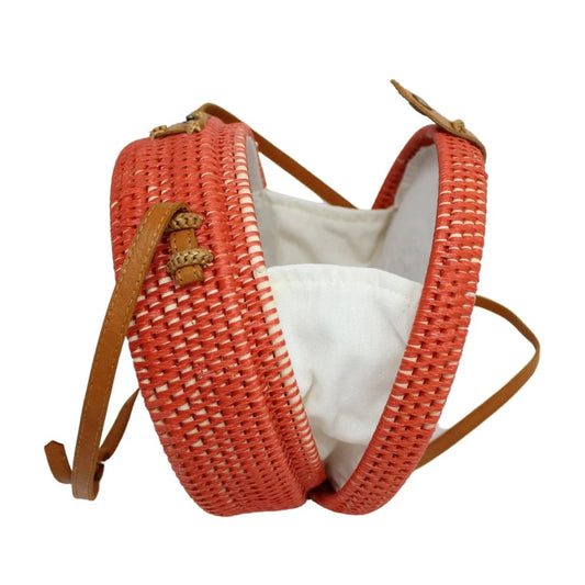 Round Rattan Bag - Orange