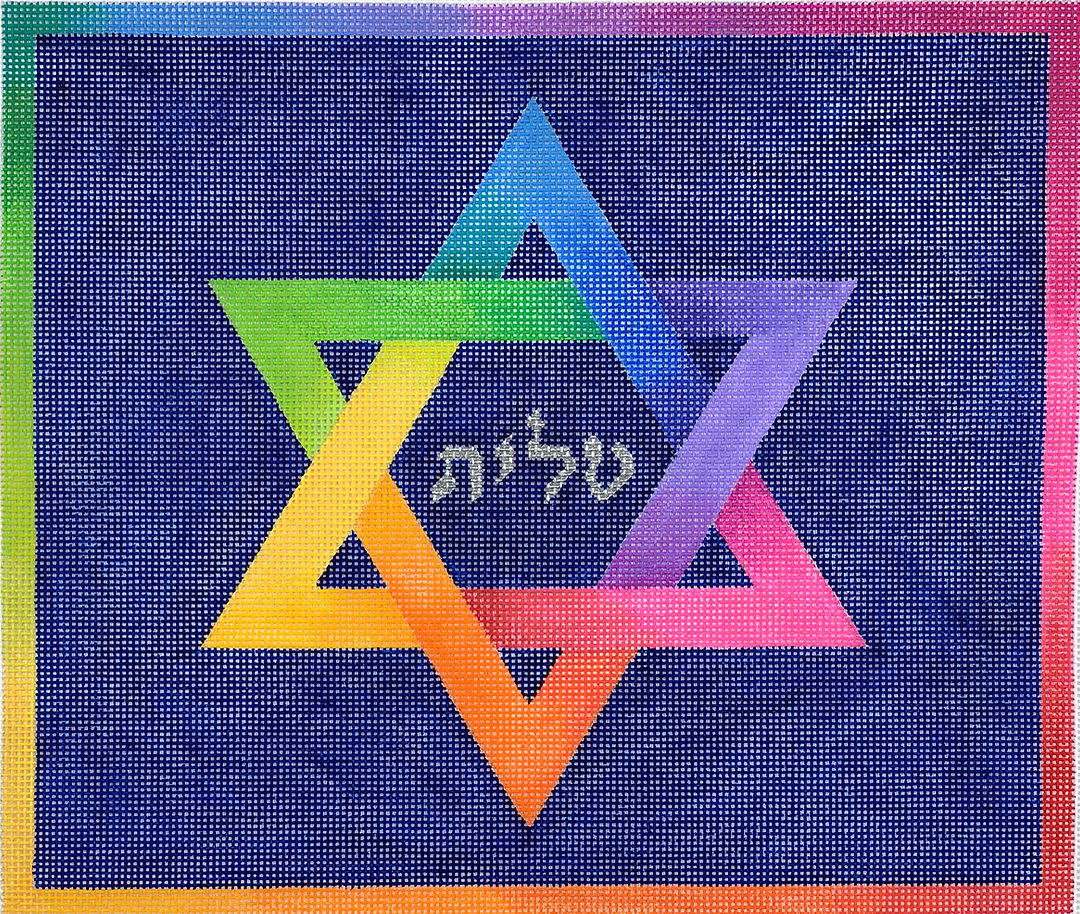 TAL-02 Rainbow Star of David Tallis Bag - Midnight Blue Background