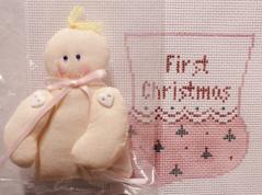 CM208 Trees First Christmas Mini Sock with Girl Baby Insert