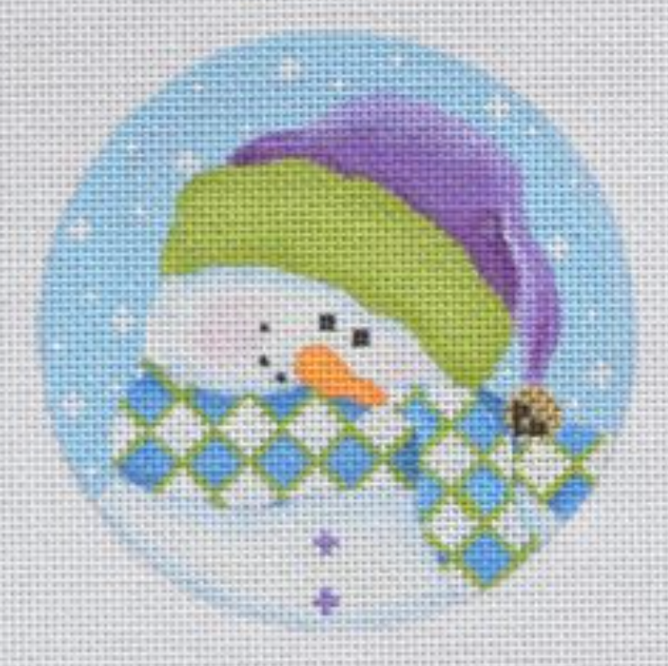 SN26 Shy Snowman Ornament - Green and Purple