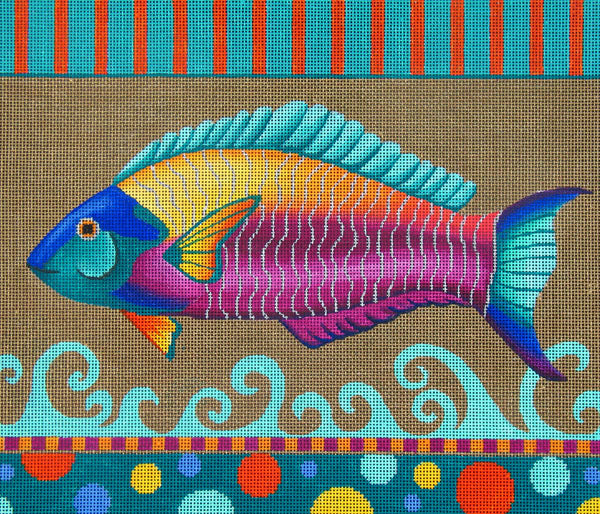 Amanda Lawford bright tropical fish needlepoint canvas