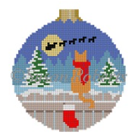 7214 Cat Waiting for Santa with Ball Top