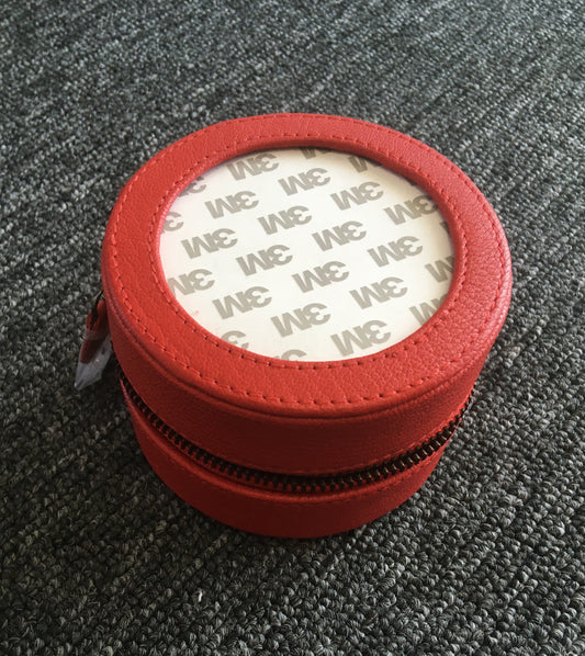LRC4 Leather Round Case- 4in Red