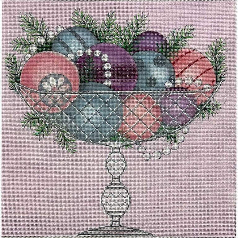 4387 Christmas Ornaments in Crystal Dish