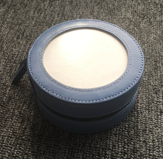 LRC5 Leather Round Case- 5in Dusty Blue