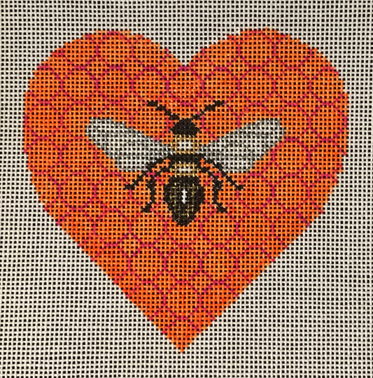 H-07 Bee on Orange Heart