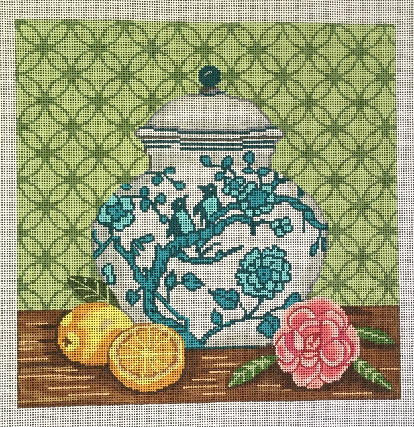 GE-P349 Blue and White Vase with Flower and Lemon