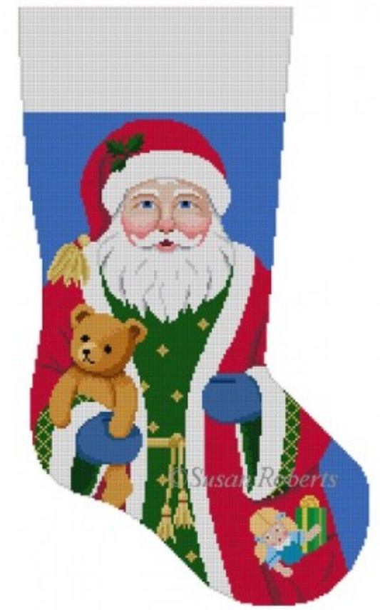 3258 Santa with Teddy Bear Stocking