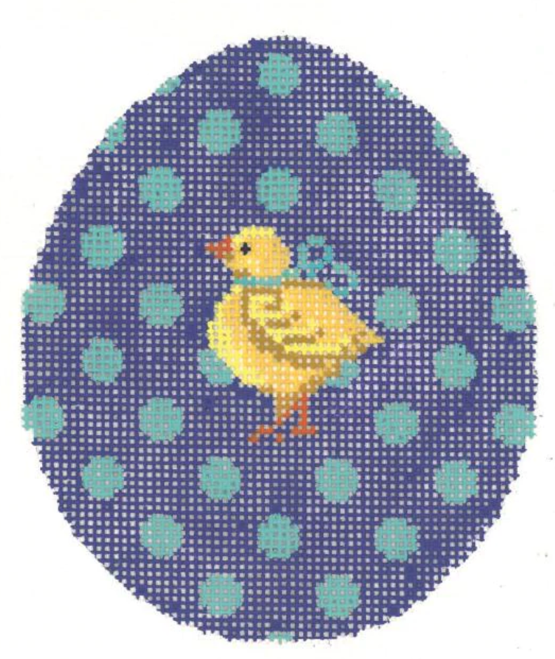 KEA47 Polka Dot Chick Egg - Aqua and Plum