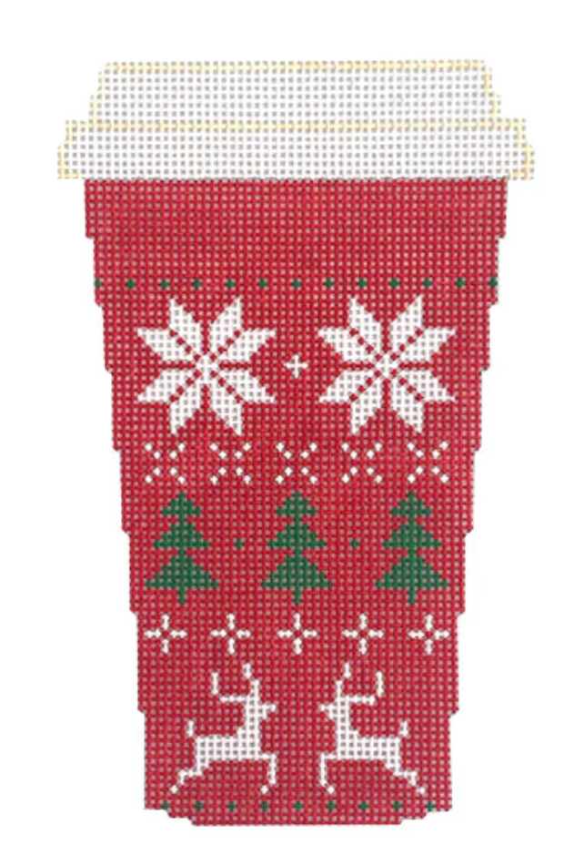 RD239 Red Fair Isle Coffee Cup