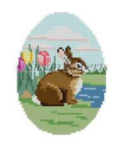 0454 Bunny in Tulips Egg