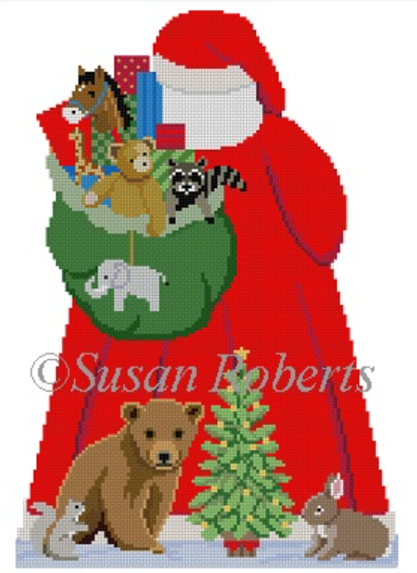 3392 Santa with Baby Forest Animals Tree Topper