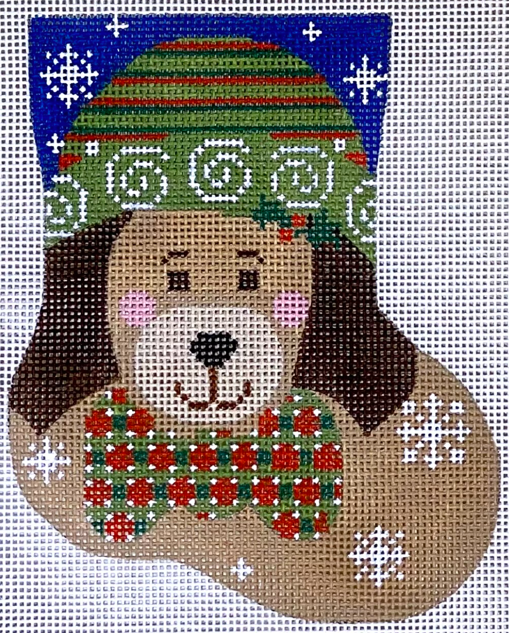 CH-706 Tan Dog with Bow Tie Mini Stocking