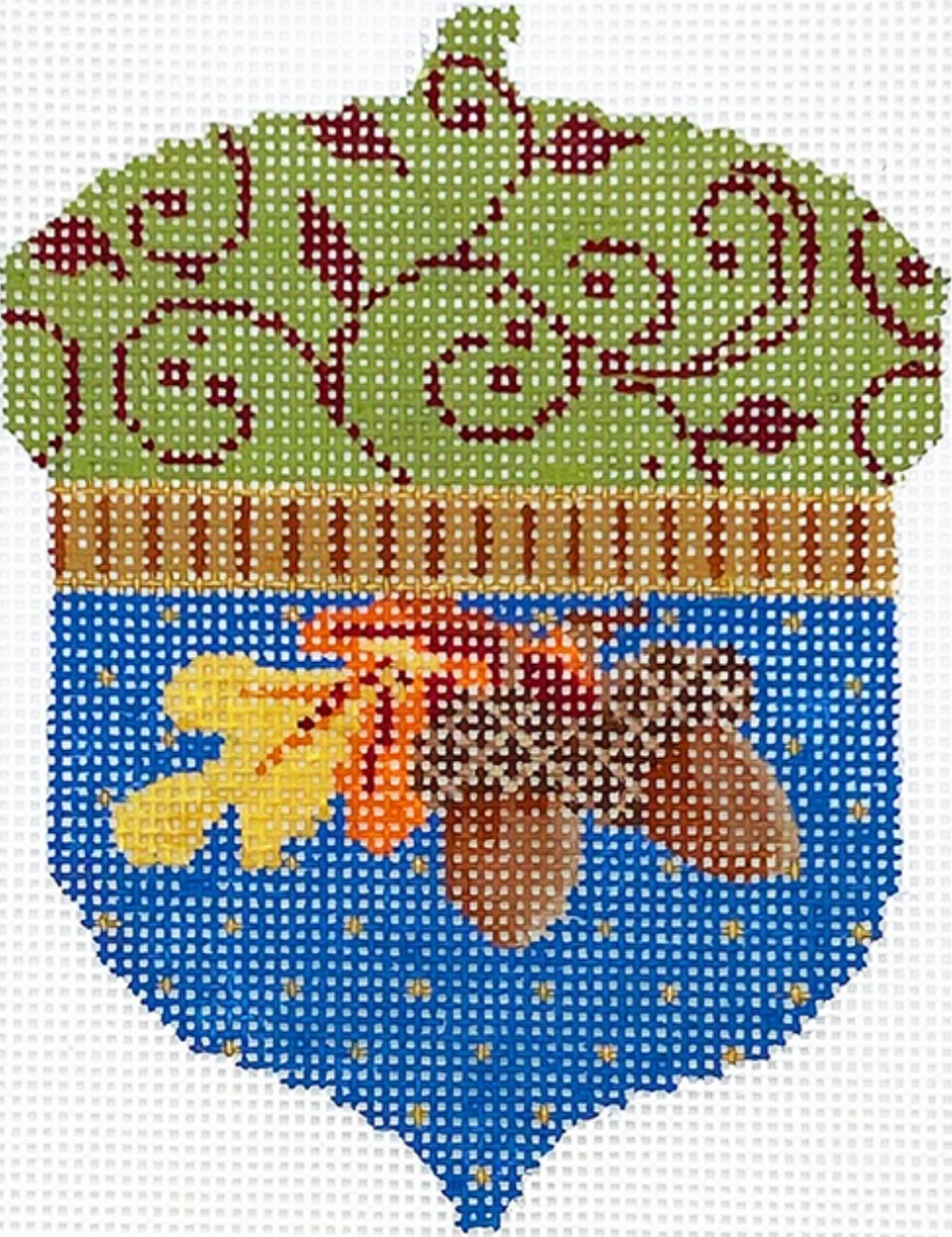 KCN1523 3 Acorns and Oak Leaves Acorn
