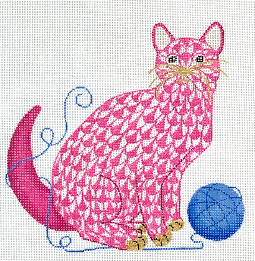PL-513 Fishnet Cat with Yarn - Pink