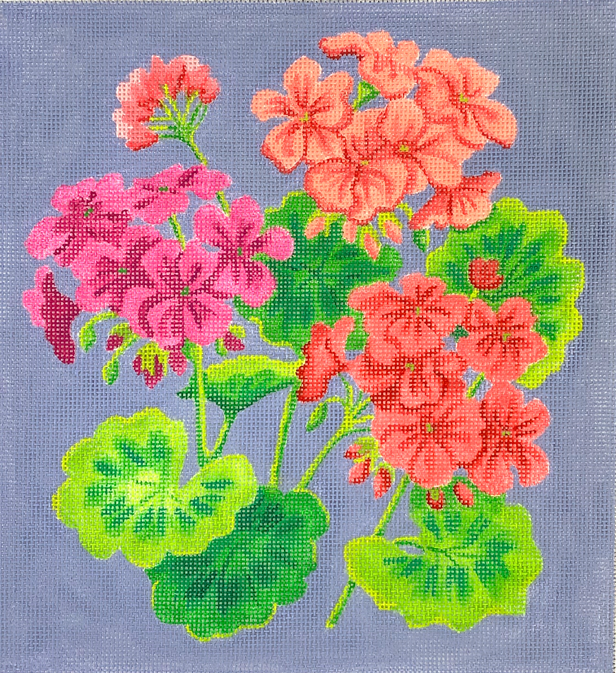 PL-526 Bright Geraniums on Periwinkle