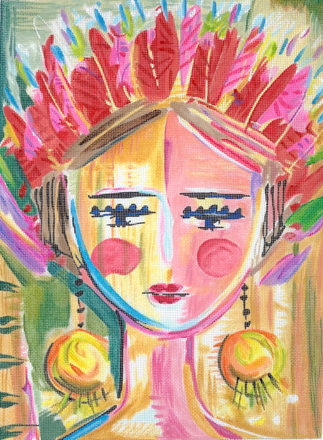 MD-PL-14 Warrior Girl with Red and Pink Feathers